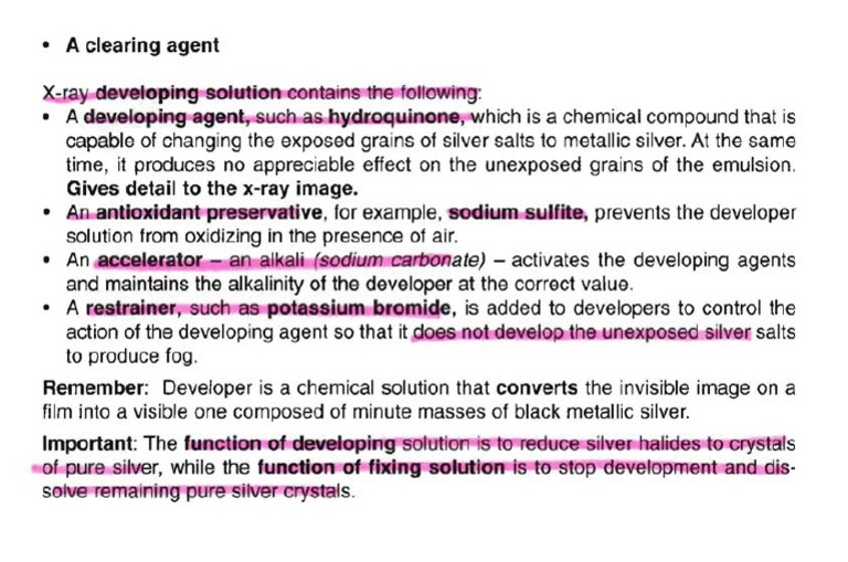 X-Ray Developing Solution Components | PDF