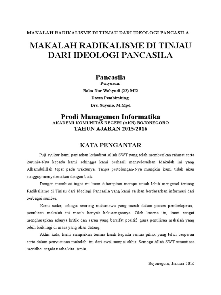 Makalah Radikalisme Di Tinjau Dari Ideologi Pancasila