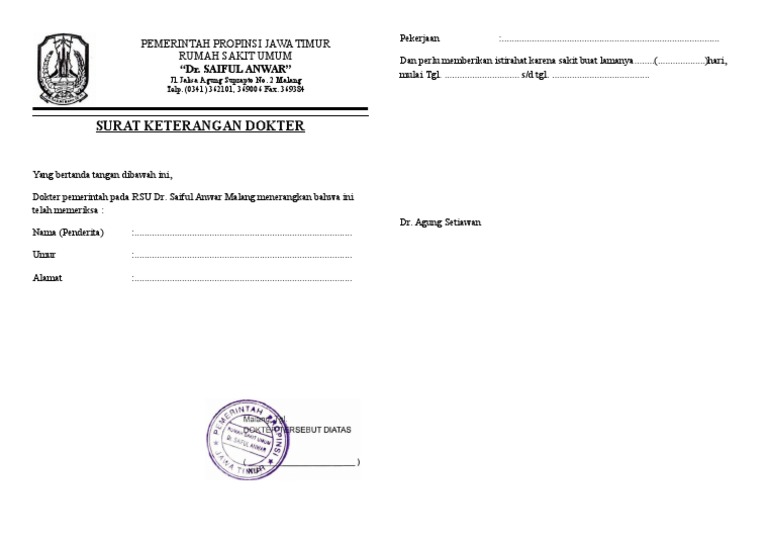 29 Surat Dokter Pdf Document Surat Izin Dokter Malang