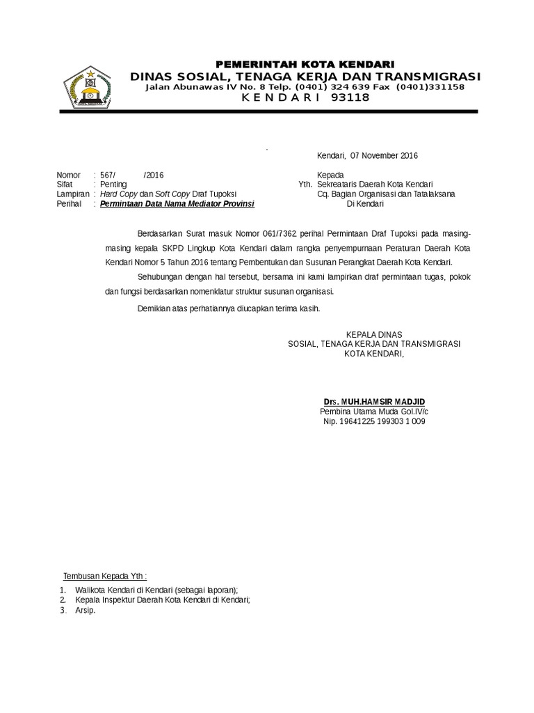 Contoh Balasan Surat Rasmi