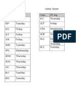 Class PE Timetable