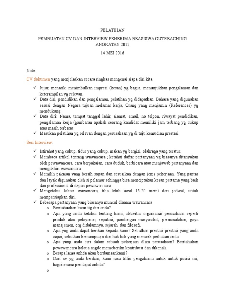Cv Interview Pdf