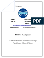COMSATS Institute of Information Technology: MGT515 1 Assignment