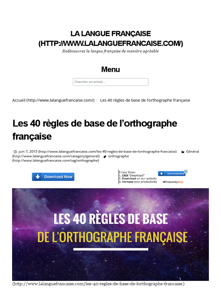 Les 40 Regles De Base De Lorthographe Francaise Pdf