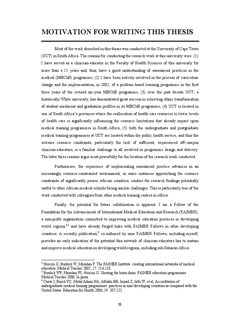 Motivation For Writing This Thesis | PDF | Medical Education | Medical
