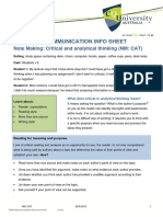 Academic Communication Info Sheet: Note Making: Critical and Analytical Thinking (NM: CAT)