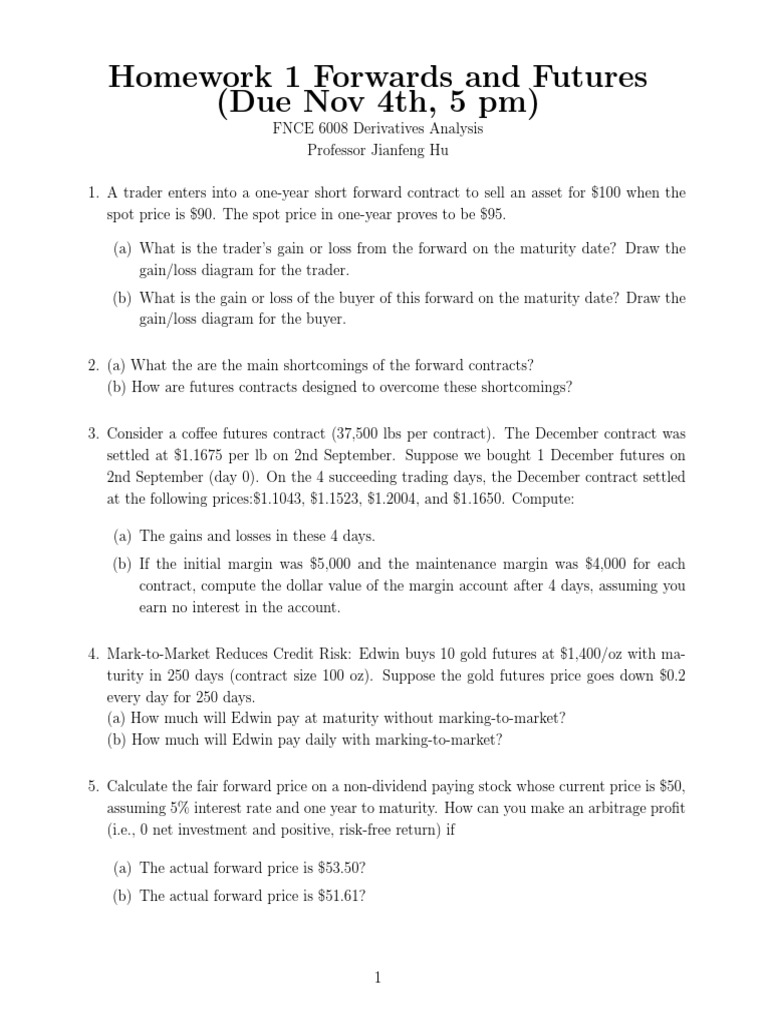 Derivative Analysis Hw1 Pdf Futures Contract Hedge Finance