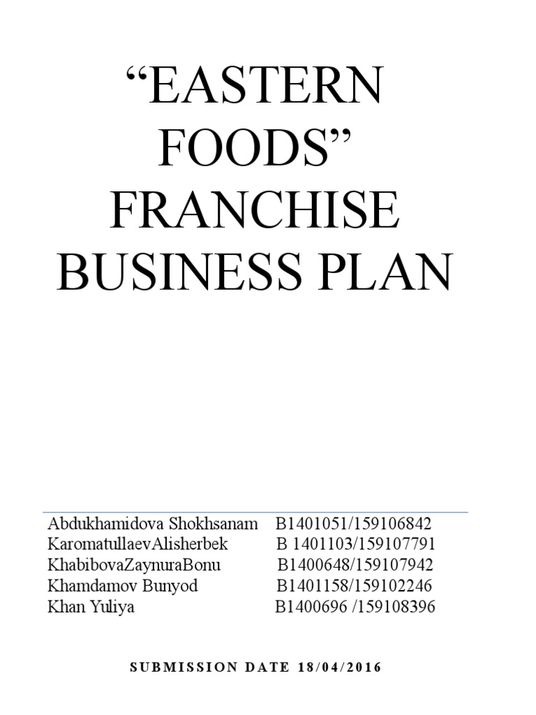Franchise Business Plan | PDF | Restaurants | Menu