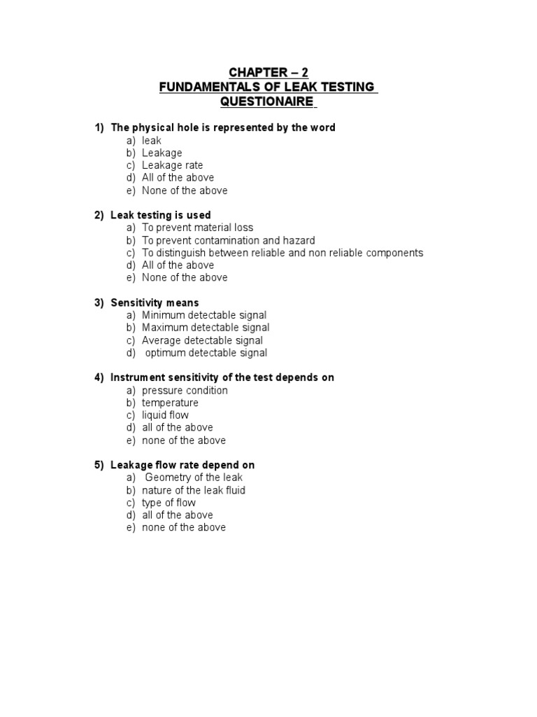 Chapter 2 Introduction To Leak Testing Pdf Leak Continuum Mechanics