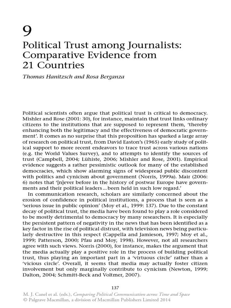 (2014) Political Trust Among Journalists | PDF | Trust (Emotion ...