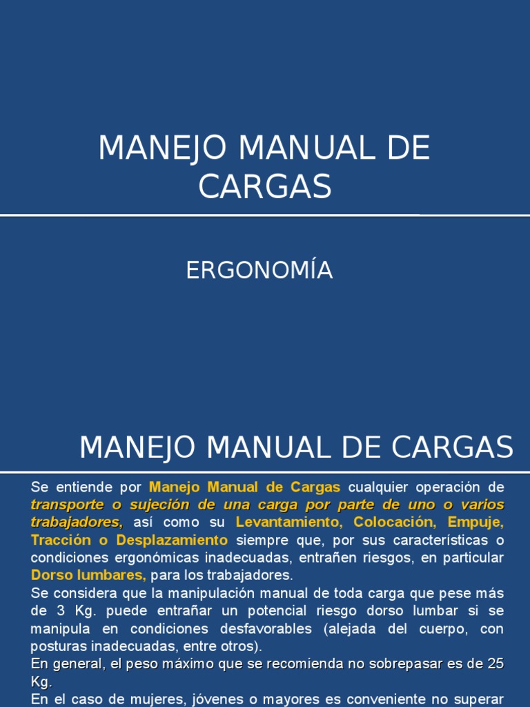 Ergonómica en Manejo Manual de Cargas | PDF | Factores humanos y ...