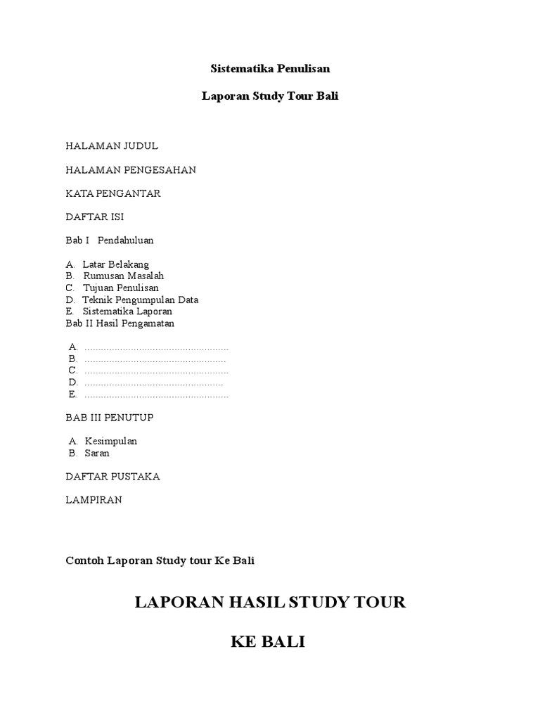 Format Lap. Tour Bali | PDF | Perjalanan | Sains & Matematika