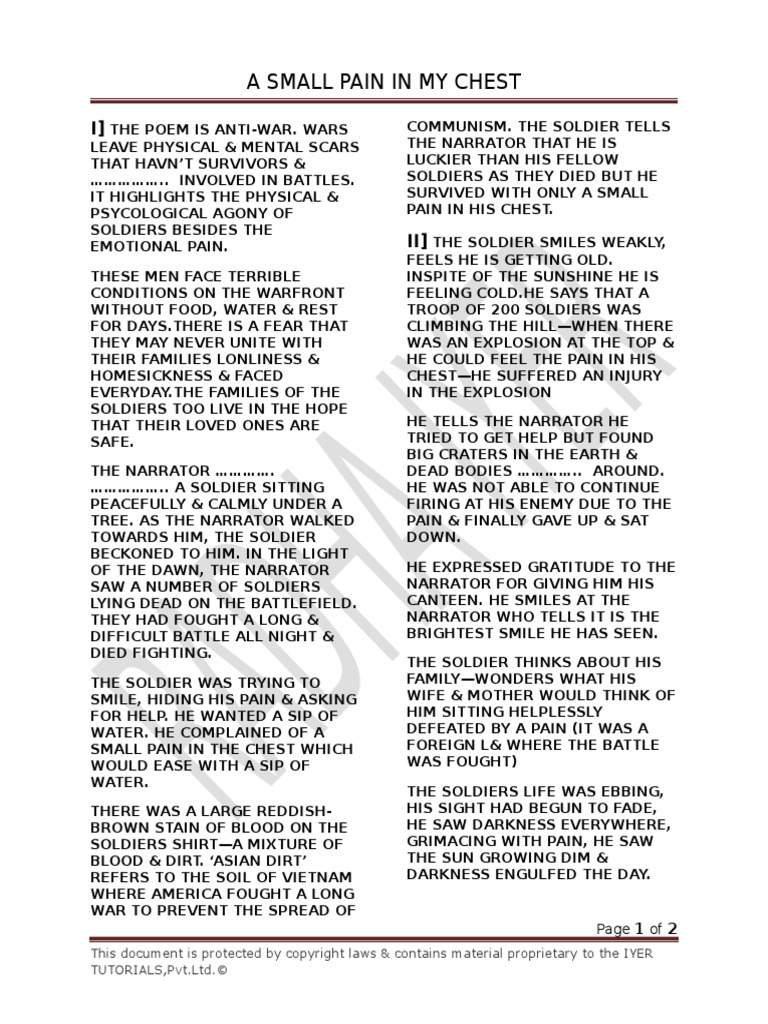 A Small Pain in My Chest PDF Armed Conflict Unrest