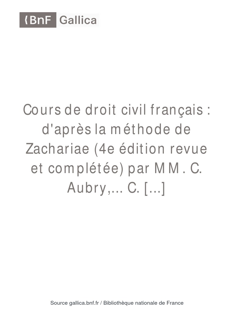 Cours De Droit Civil Français Aubry Charles Bpt6k5686495c - 