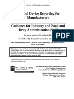 Medical Device Reporting For Manufacturers Guidance For Industry and Food and Drug Administration Staff