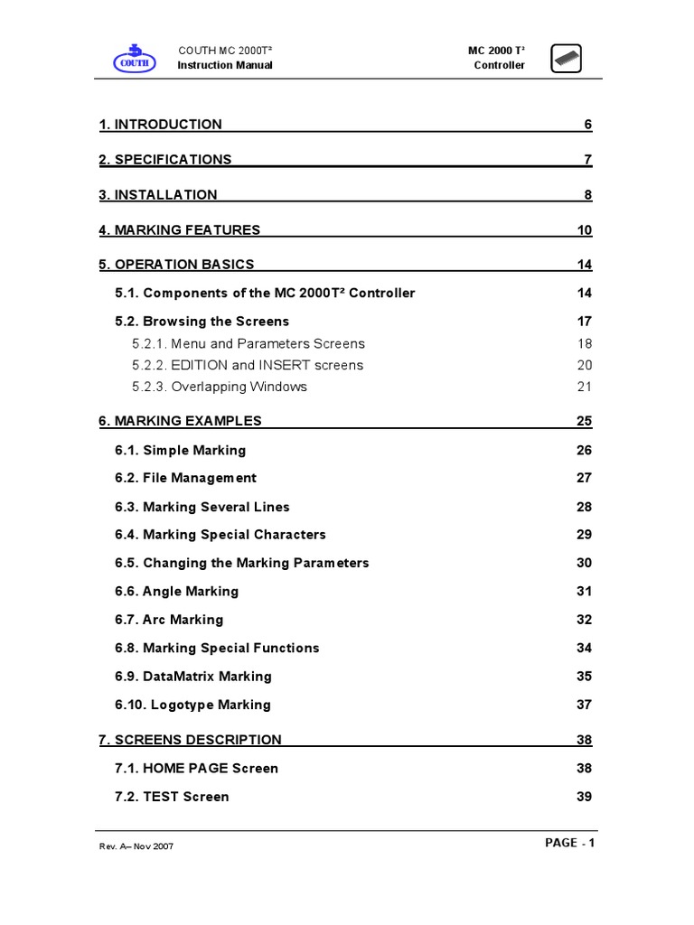 Couth MC 2000T² Instruction Manual | PDF | Angle | Cartesian Coordinate ...