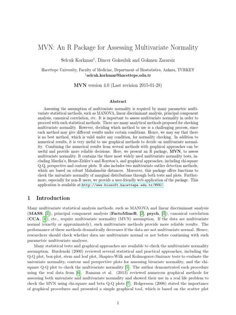 MVN Package for Multivariate Normality | PDF | Normal Distribution ...