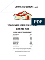 Essential Home Inspections Price Sheet 2010