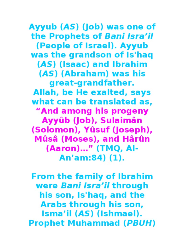 The Story of Prophet Ayyub's Patience | PDF | Patience | Religious ...