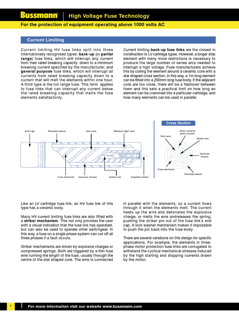 Bussmann HV Fuse PDF | PDF | Fuse (Electrical) | Transformer