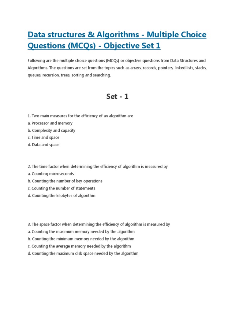 100406480DataStructureMCQ.pdf Time Complexity Matrix (Mathematics)