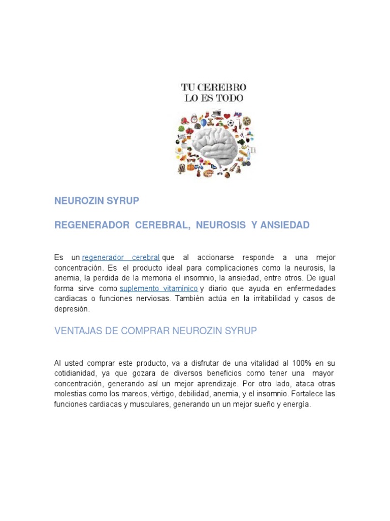 Neurozin: Beneficios y Dosificación | PDF