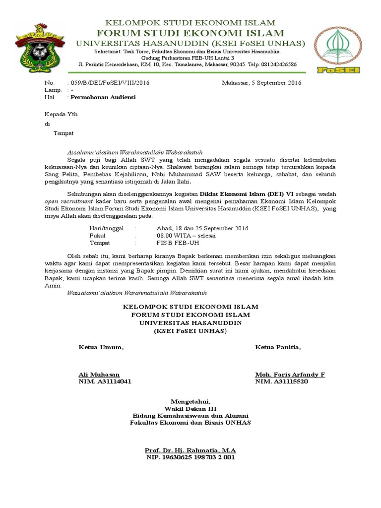 Surat Audiensi Dan Permohonan Dana