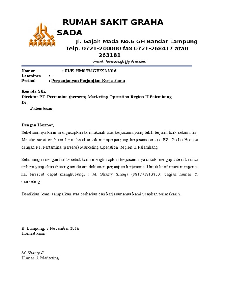 Surat Perpanjangan Mou