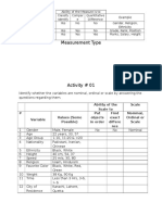 Measurement Type: Ability of The Scale To Scale Put Objects in Order Find Exact Differe Nce Nominal, Ordinal or Scale