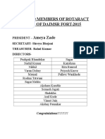 Elected Members of Rotaract Club of Daimsr Fort-2015 Ameya Zade