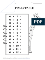 Blank Times Table BW