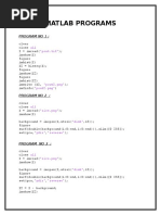 Matlab Programs: Program No 1