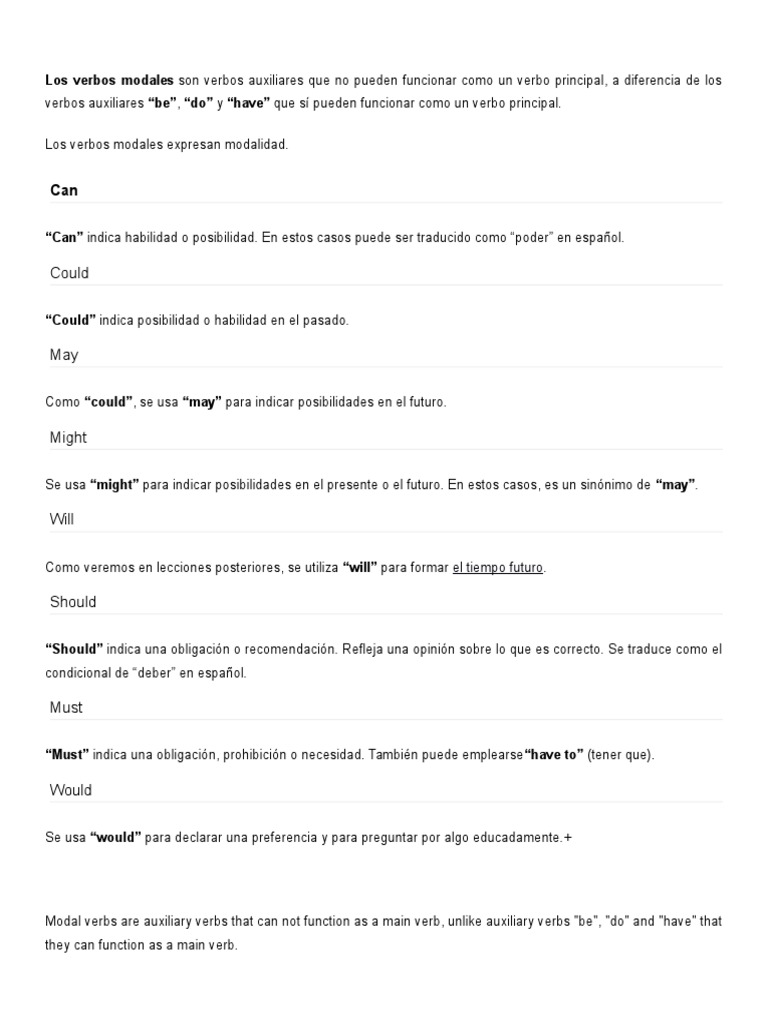 Los Verbos Modales | PDF | Semantic Units | Syntax