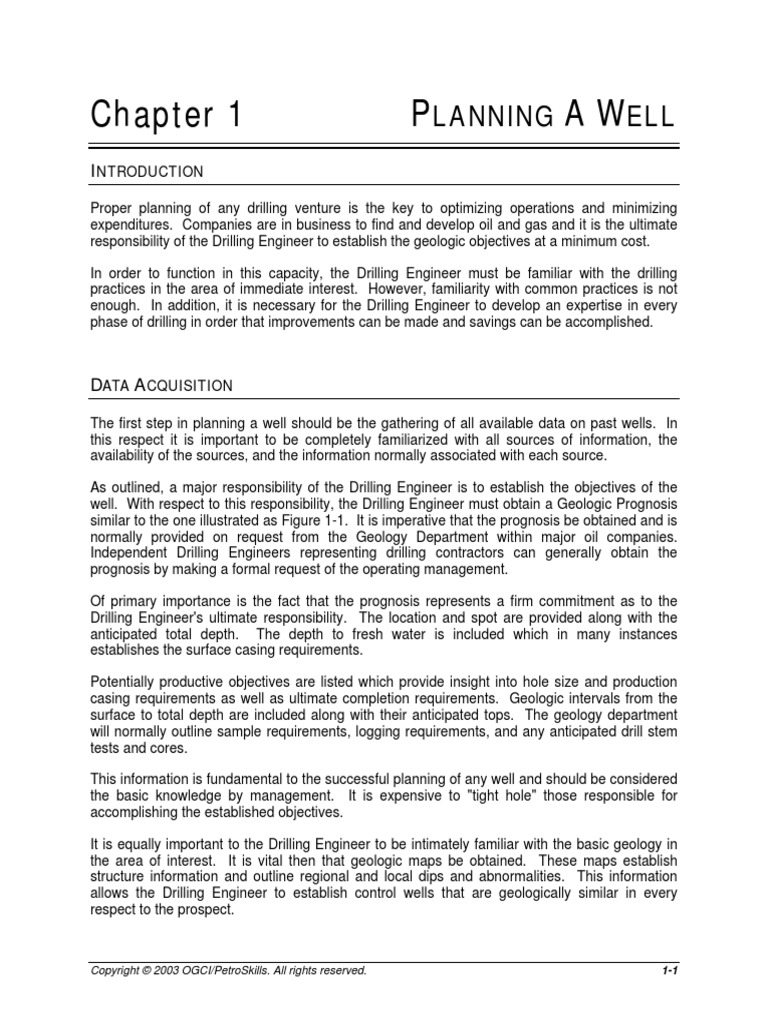 Chapter 01 Planning A Well | PDF | Drilling Rig | Oil Well