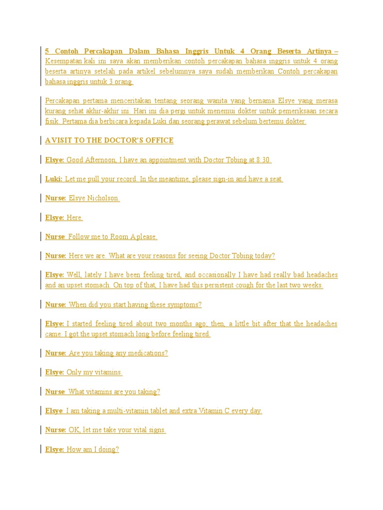 5 Contoh Percakapan Dalam Bahasa Inggris Untuk 4 Orang
