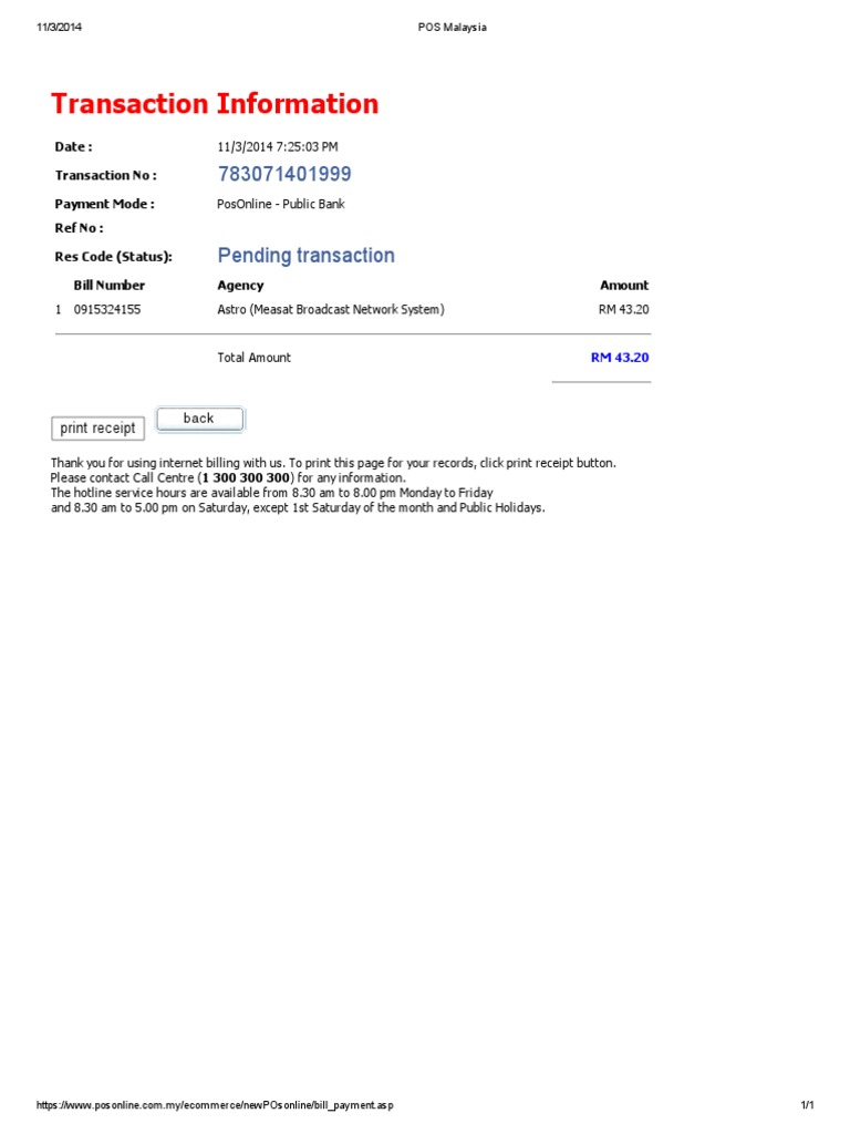 Transaction Information: Print Receipt | PDF