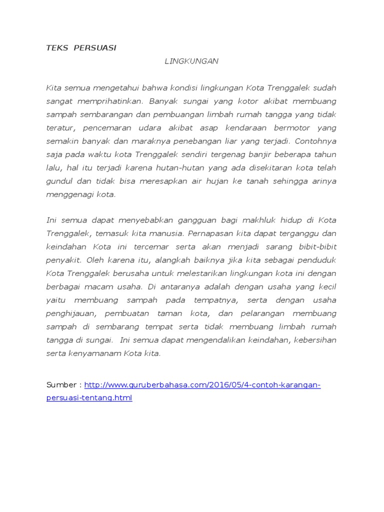 Teks Persuasi Tentang Lingkungan Sekolah - Format Soal
