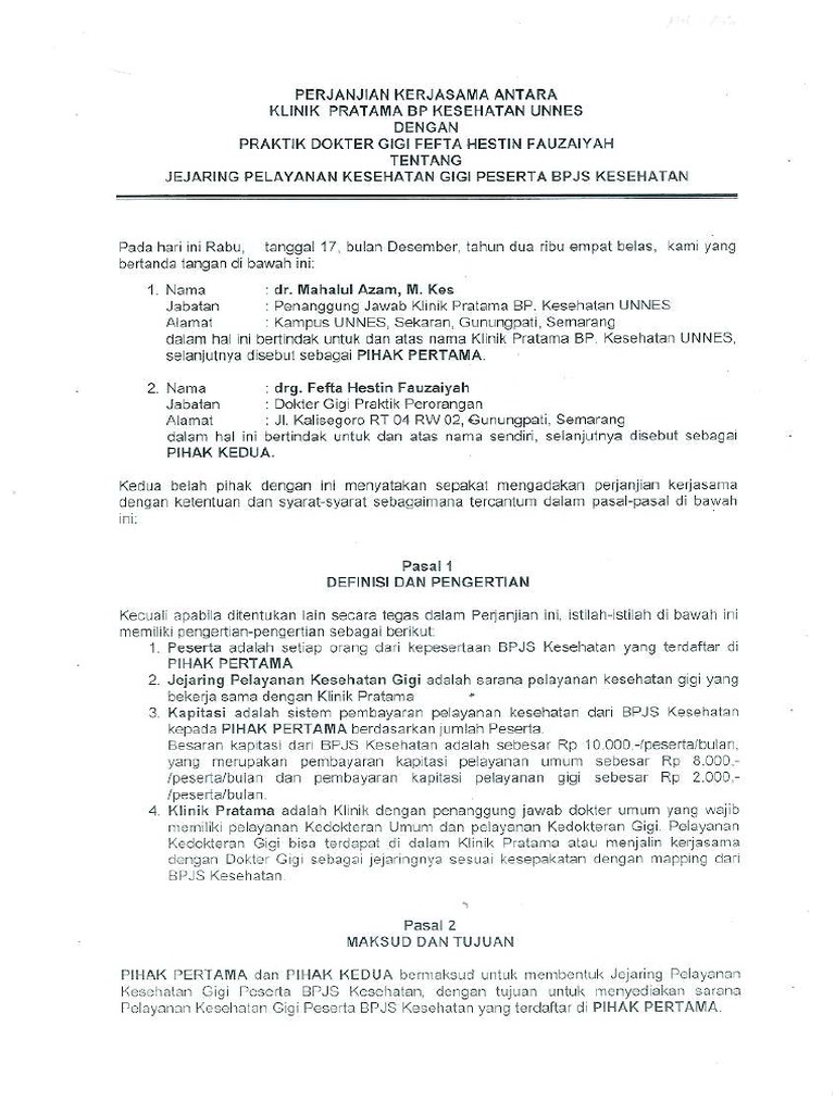 Mou Klinik Dan Dokter Gigi Pdf Pdf