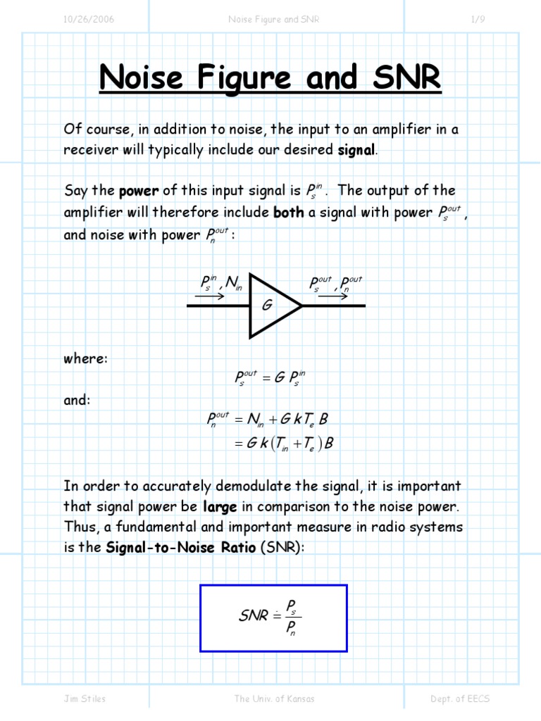 Noise Figure and SNR Signal To Noise Ratio Amplifier