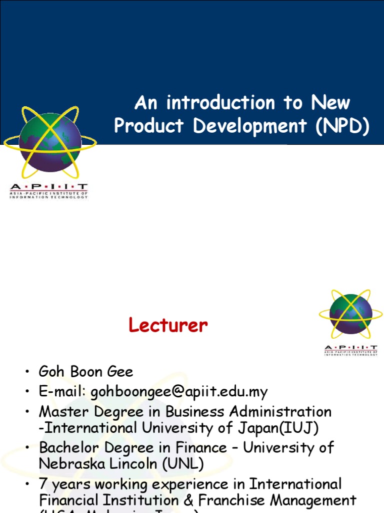 Lecture 01 and 02Introduction To New Product Development PDF New