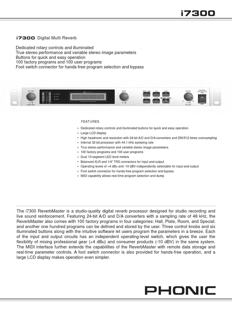 The i7300 Digital Multi Reverb A StudioQuality Digital Reverb