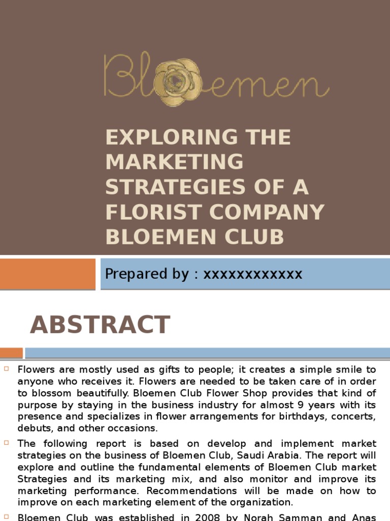 Bloemen Club Florist Marketing Strategies | PDF