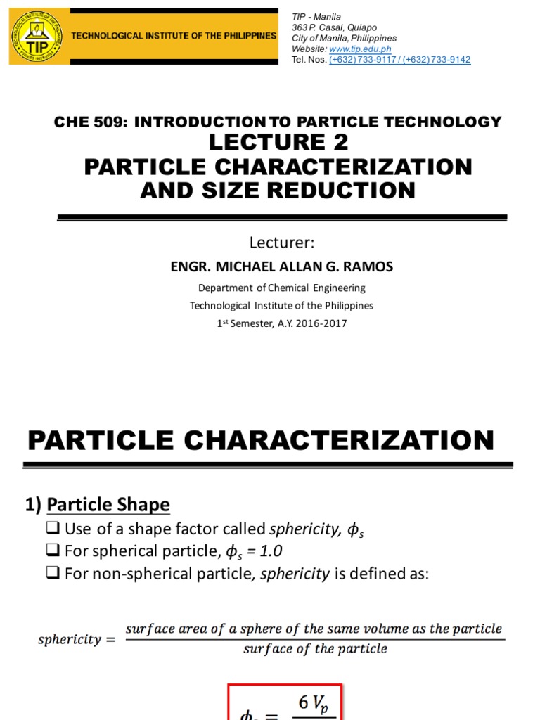 Particle Characterization & Size Reduction | PDF | Mill (Grinding ...
