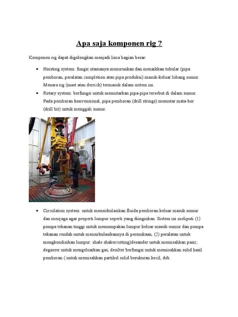 Komponen Utama Rig Pemboran | PDF