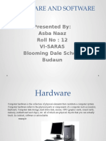 Hardware and Software: Presented By: Asba Naaz Roll No: 12 Vi-Saras Blooming Dale School Budaun