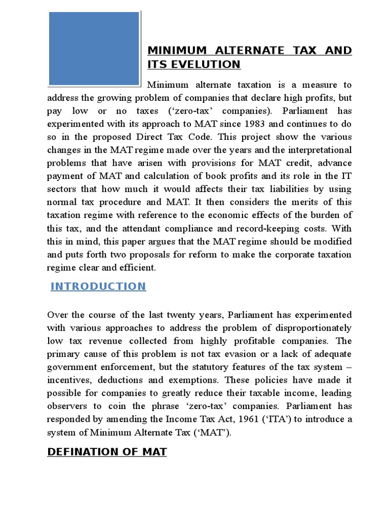 MAT in IT Sectors PDF Tax Deduction Taxes