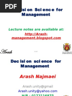 Download Decision Science for Management-1 by Arash-najmaei SN3304007 doc pdf