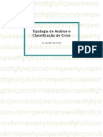 Tipologia de Análise e Classificação de Erros