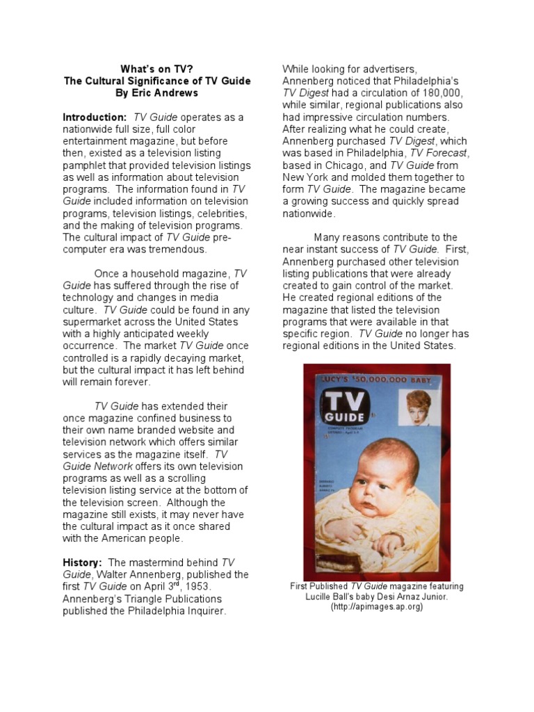 Tv Guide Article Pdf Television Newspaper And Magazine