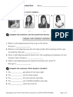 Level 4 Units 4-6 Review Test: Allergies Cold Headache Toothache